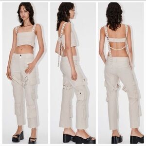 ZARA LINEN BLEND CARGO PANTS LIMITED EDITION